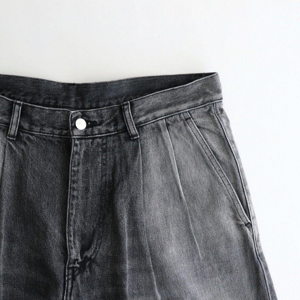 Selvage Denim Two Tuck Pants #BLACK_LIGHT FADE [GU253-40061LB]