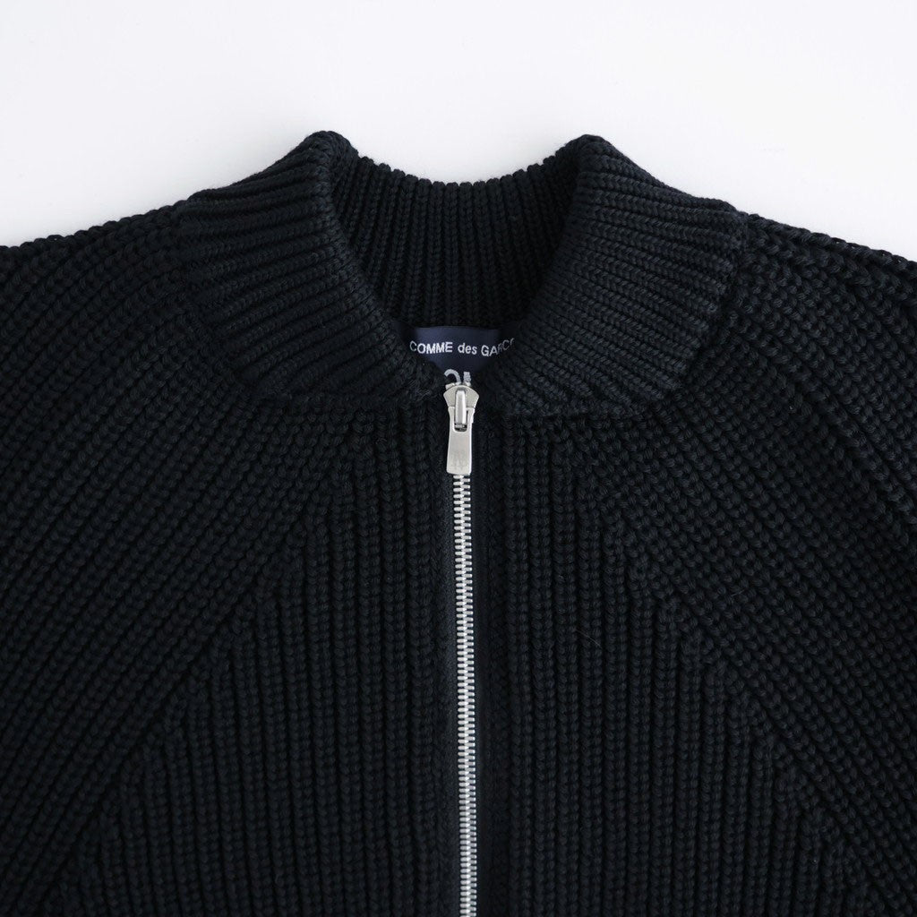 BATONER ウール梳毛片畔 ジップカーディガン #BLACK [HR-N003-051]
