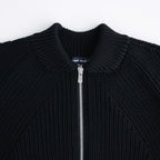 BATONER ウール梳毛片畔 ジップカーディガン #BLACK [HR-N003-051]