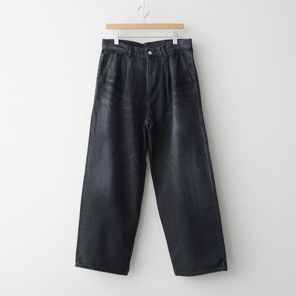 Selvage Denim Two Tuck Pants #BLACK_DARK FADE [GU261-40061DB]