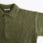 BRUSHED SUPER KID MOHAIR KNIT POLO #OLIVE [A25AP01KM]
