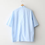 SHRINK COTTON LAWN OVERSIZED HALF SLEEVE SHIRT #SAX [BLAGLM0402]