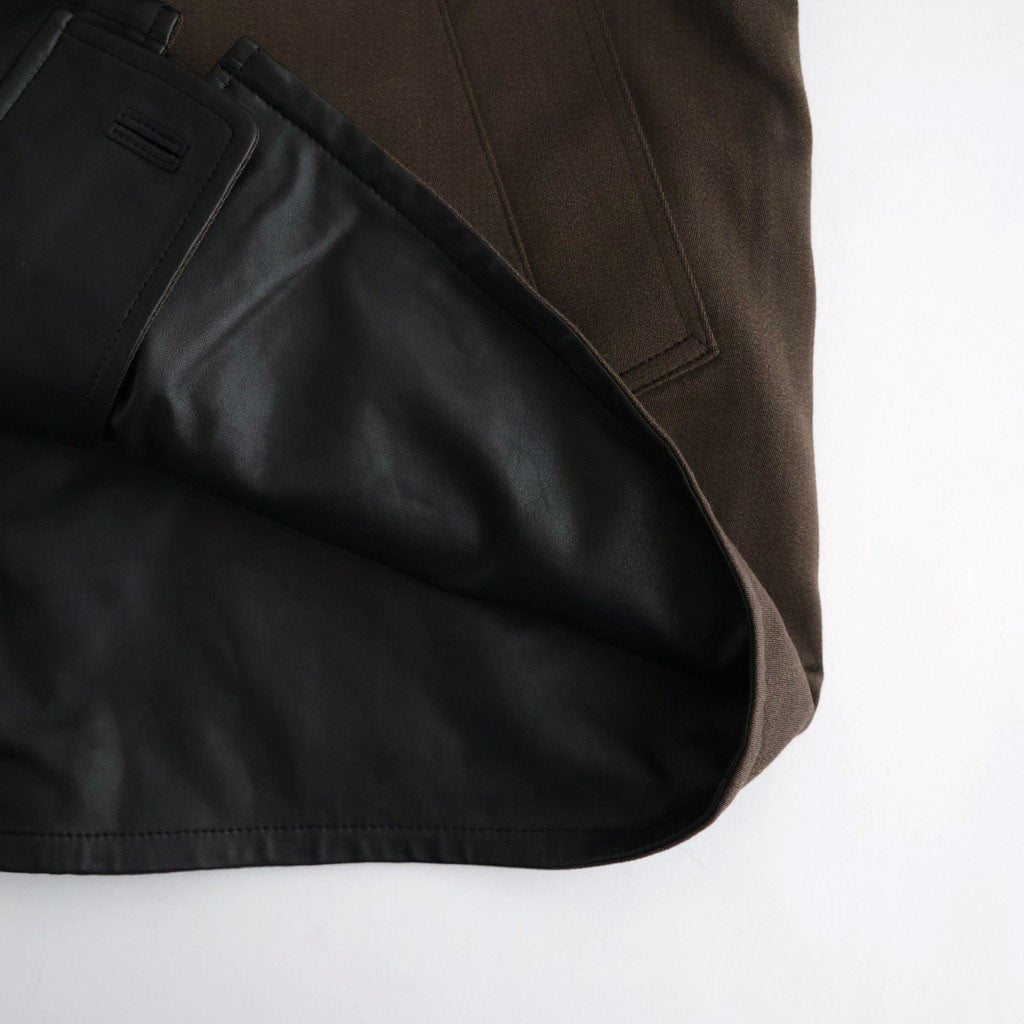 REVERSIBLE WOOL TWISTED TWILL / SHEEP LEATHER HALF COAT #BROWN CHAMBRAY × BLACK [A26AC01AN]
