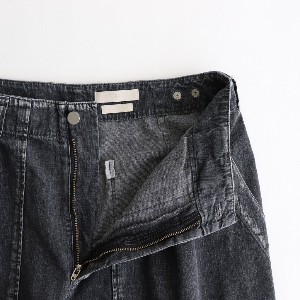 LIGHT-WEIGHT DENIM 1TUCK WIDE BAKER PANTS #BLACK [YK25SS0931P]