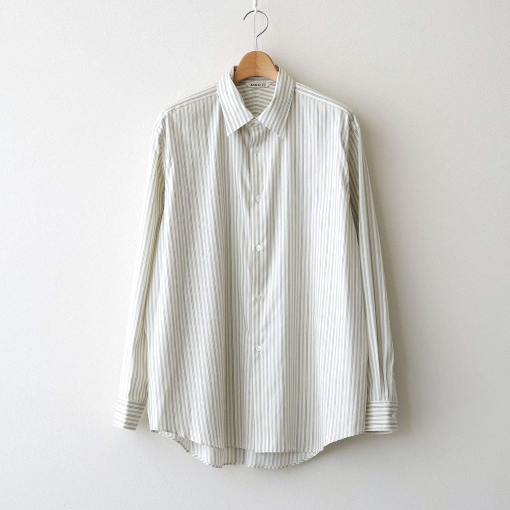 COTTON SILK STRIPE SHIRT #LIGHT GRAY STRIPE [A26AS01CS]