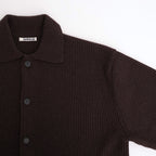 SUPER FINE WOOL RIB KNIT SHIRT CARDIGAN #TOP BROWN [A25AC01RK]