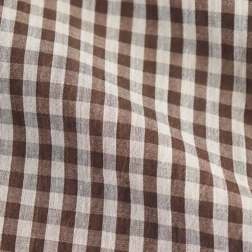 AIRY LIGHT COTTON CHECK BIG SHIRT #BROWN GINGHAM CHECK [A25SS01GC]