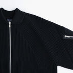 BATONER ウール梳毛片畔 ジップカーディガン #BLACK [HR-N003-051]