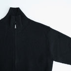 SUPER FINE WOOL RIB KNIT ZIP CARDIGAN #TOP BLACK [A26AC01RK]