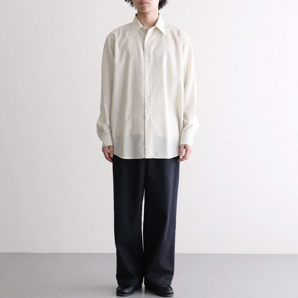 SUPER FINE WOOL STRIPE SHIRT #IVORY WHITE STRIPE [A26SS01WW]