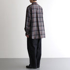 OMBRE PLAID SHIRTS LOOSE FIT #DARK PURPLE [2541000504]