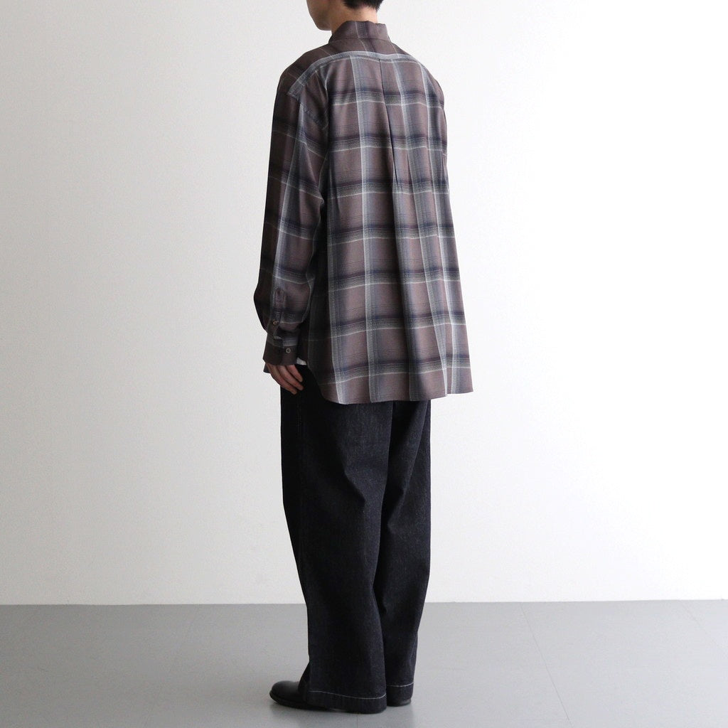 OMBRE PLAID SHIRTS LOOSE FIT #DARK PURPLE [2541000504]