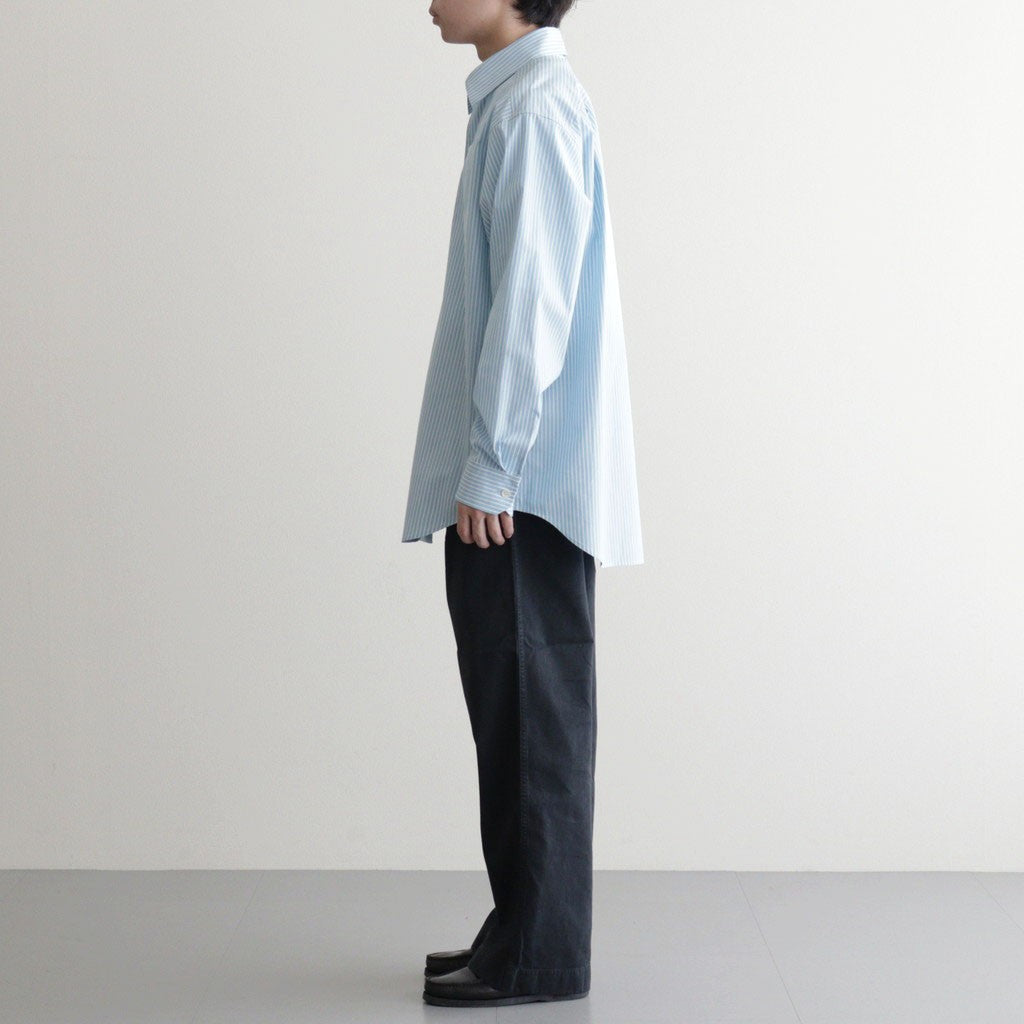 Cotton Poplin Striped Classic Shirt #Blue [OFH010SH12]