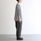 FOB6T - 微強撚綿天竺 6分袖カットソー #08 WH base×BK bd [SN_FR0902T6]