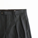 BLUEFACED WOOL TWO-TUCK SLACKS #CHARCOAL NAVY STRIPE [A26AP04BS]