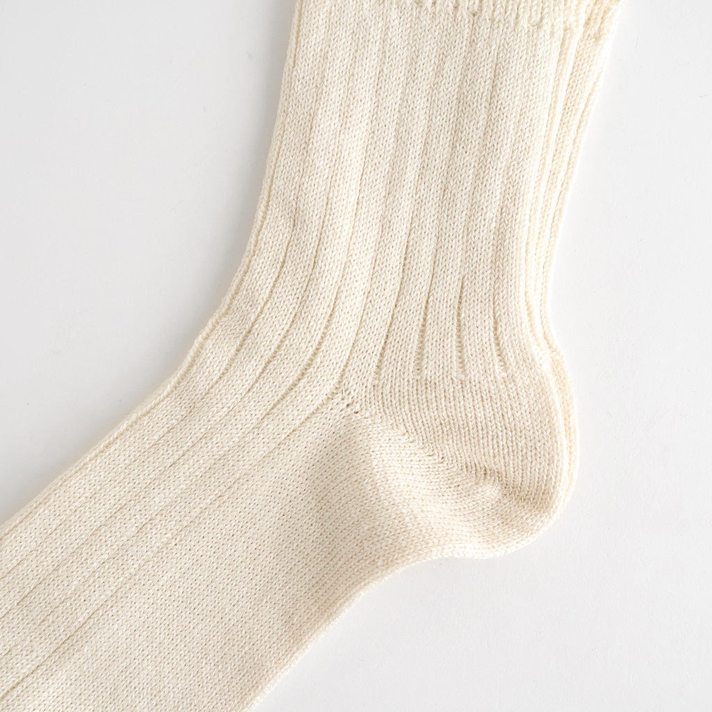 LINEN COTTON RIBBED ANKLE SOCKS #ECRU [R1462-SS26]