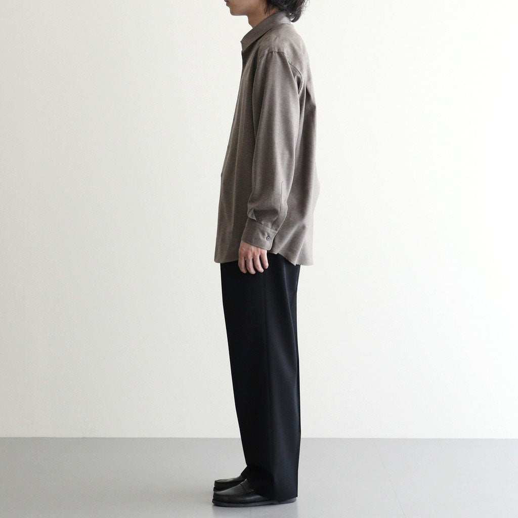 LIGHT WOOL MAX GABARDINE TWO-TUCK SLACKS #TOP BLACK [A26AP03MG]