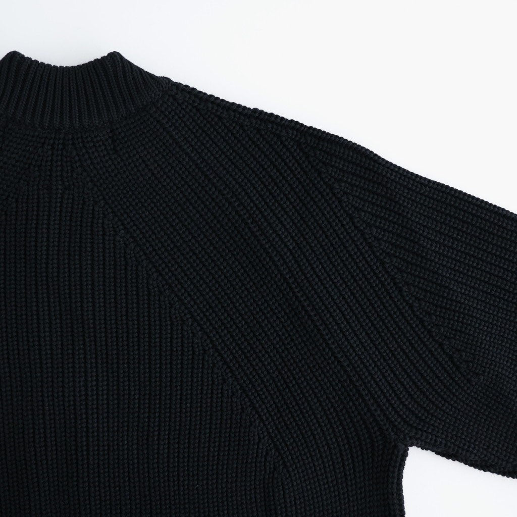 BATONER ウール梳毛片畔 ジップカーディガン #BLACK [HR-N003-051]