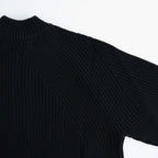 BATONER ウール梳毛片畔 ジップカーディガン #BLACK [HR-N003-051]