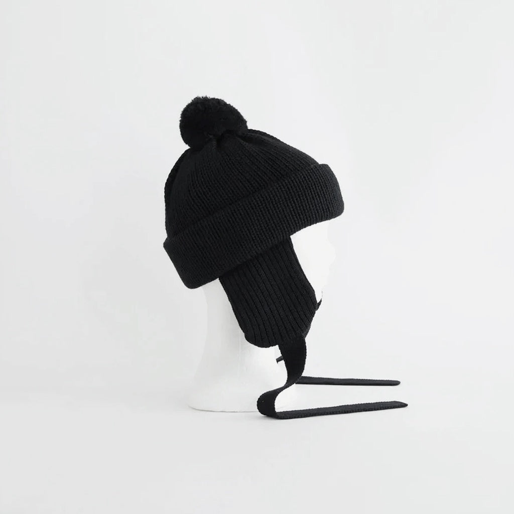 WOOL STANDARD KNIT - 梵天/耳付き #BLACK [NO.28254]