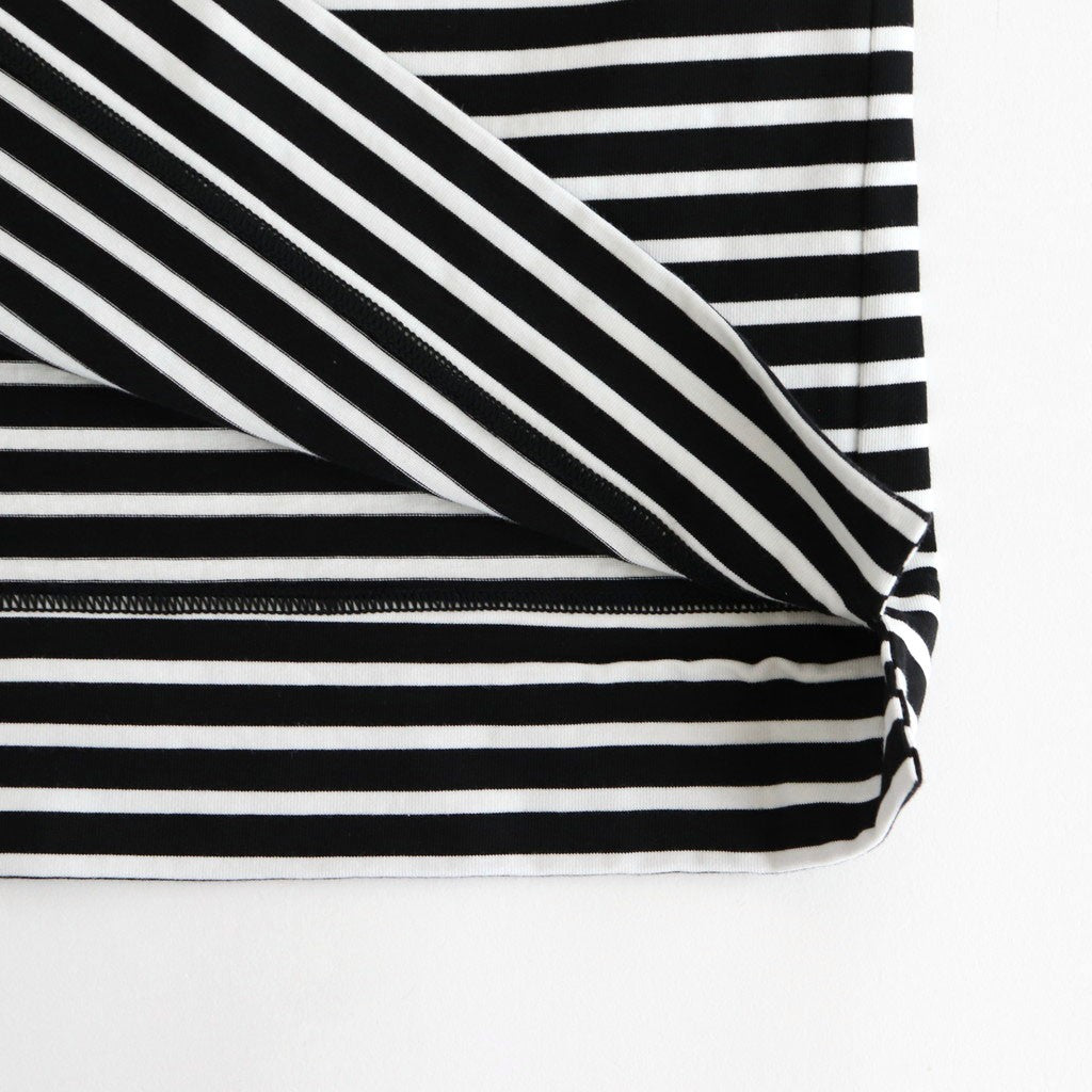 FBSBTF - 微強撚綿天竺 ボートネックロンT #98 BK base×WH bd [SN_FR0907TF]