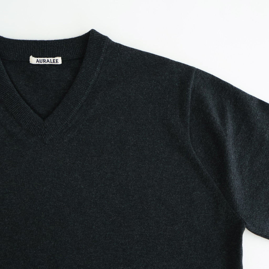 HIGH TWIST WOOL KNIT V-NECK P/O #CHARCOAL [A25AV02CK]