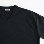 HIGH TWIST WOOL KNIT V-NECK P/O #CHARCOAL [A25AV02CK]