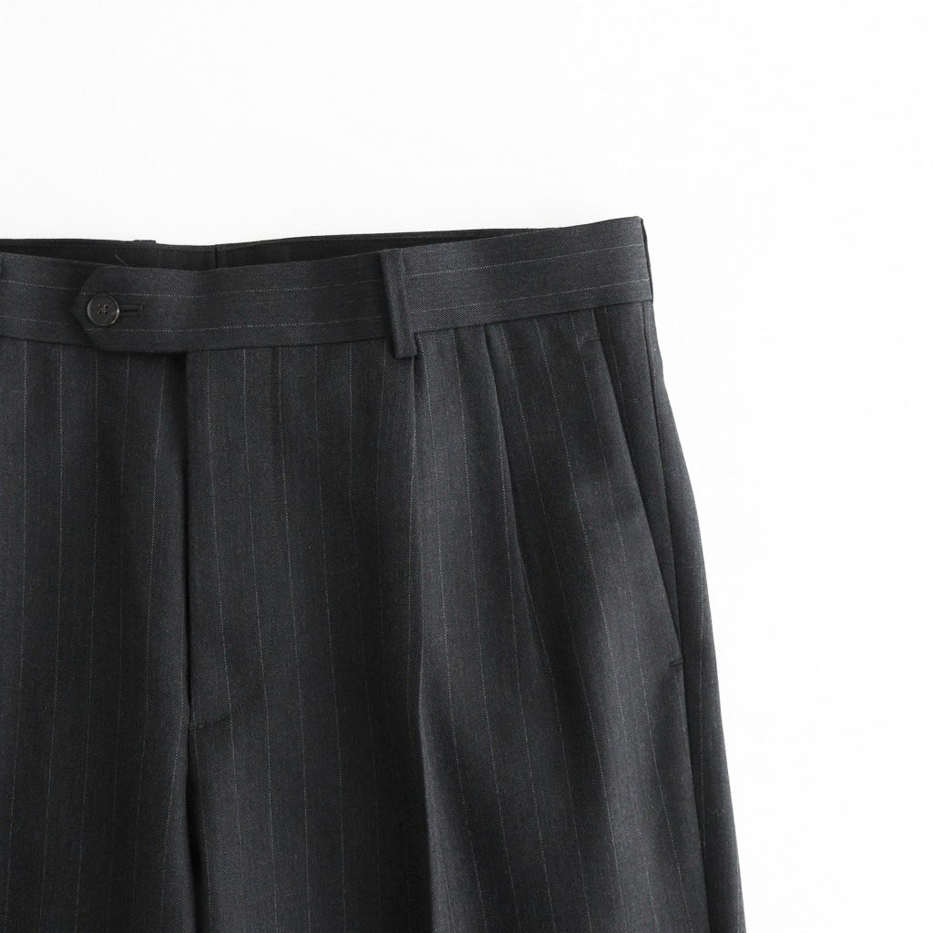 BLUEFACED WOOL TWO-TUCK SLACKS #CHARCOAL NAVY STRIPE [A26AP02BS]