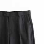 BLUEFACED WOOL TWO-TUCK SLACKS #CHARCOAL NAVY STRIPE [A26AP02BS]