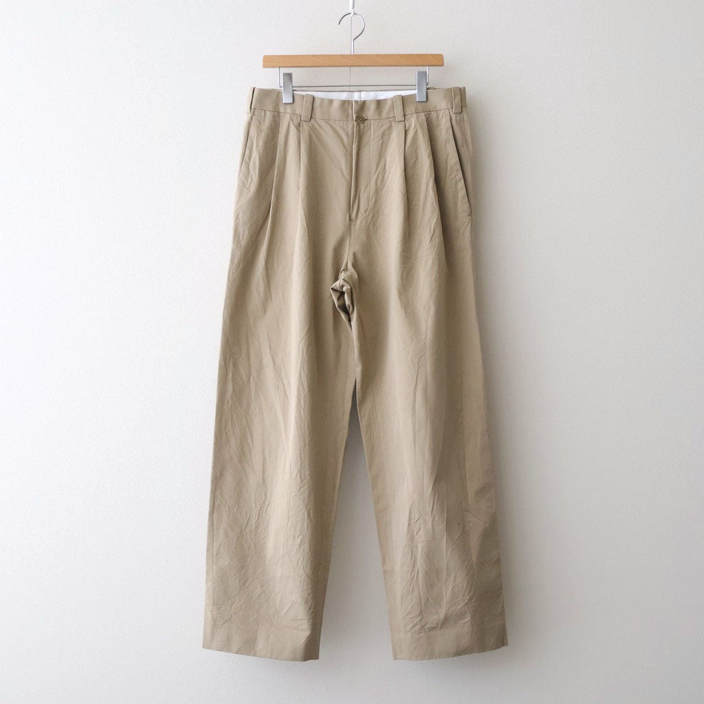 Chino Trousers - Two Tuck Straight #KHAKI [11061601]
