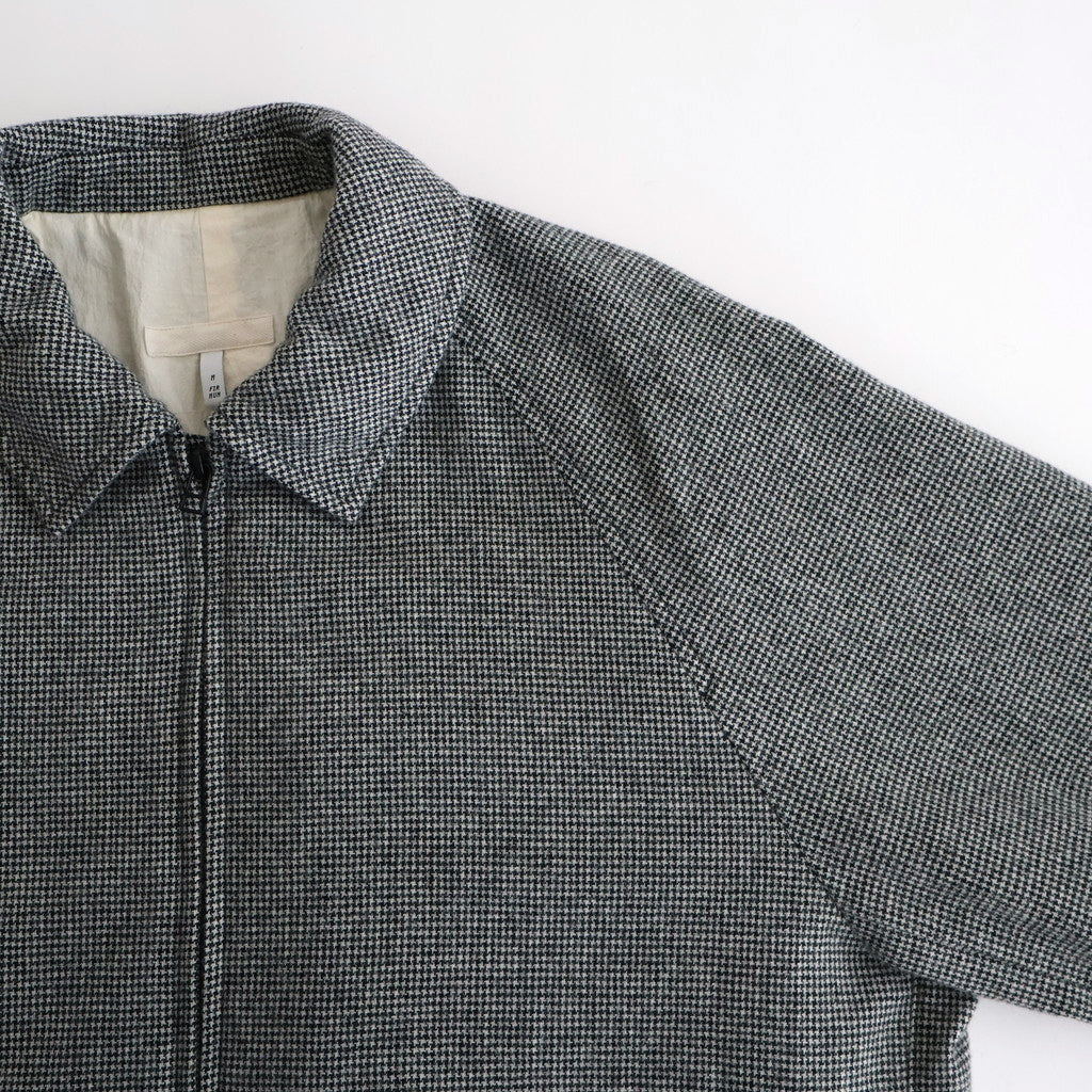 FDRSJK - ウール・千鳥 フロントジップジャケット #09 White × Black [SN_FR1403JK]