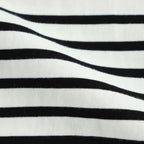 FOB6T - 微強撚綿天竺 6分袖カットソー #08 WH base×BK bd [SN_FR0902T6]