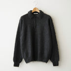 BRUSHED SUPER KID MOHAIR KNIT POLO #INK BLACK [A26AP01KM]
