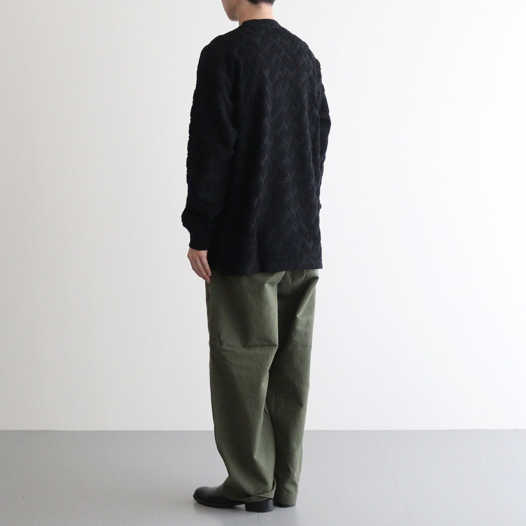 綿パイルジャカード格子柄トップス #BLACK [HO-T013-051]