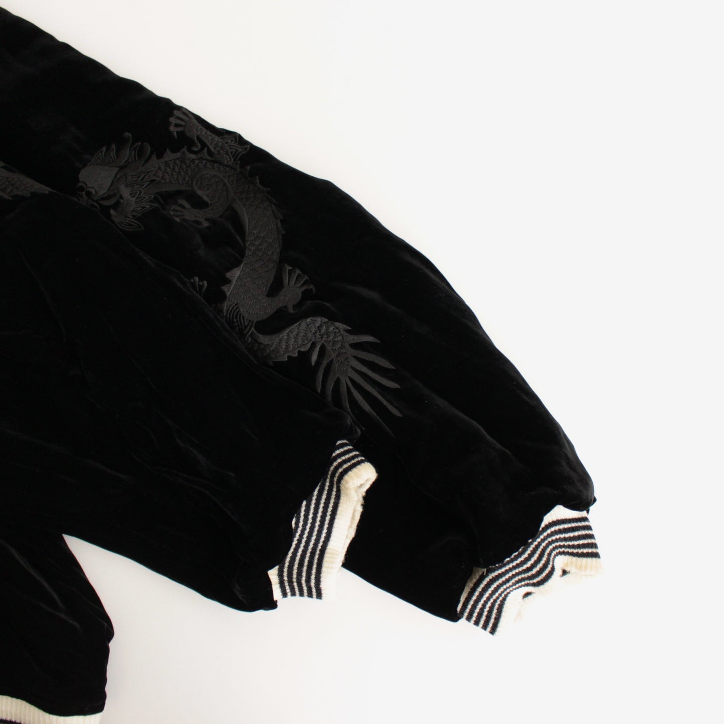 VINTAGE SATIN / VELVET REVERSIBLE ZIP JACKET #GREIGE / BLACK [ST.1047]