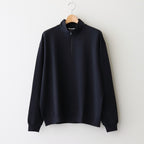 ELASTIC HIGH GAUGE SWEAT HALF ZIP P/O #INK BLACK [A25SP01NU]