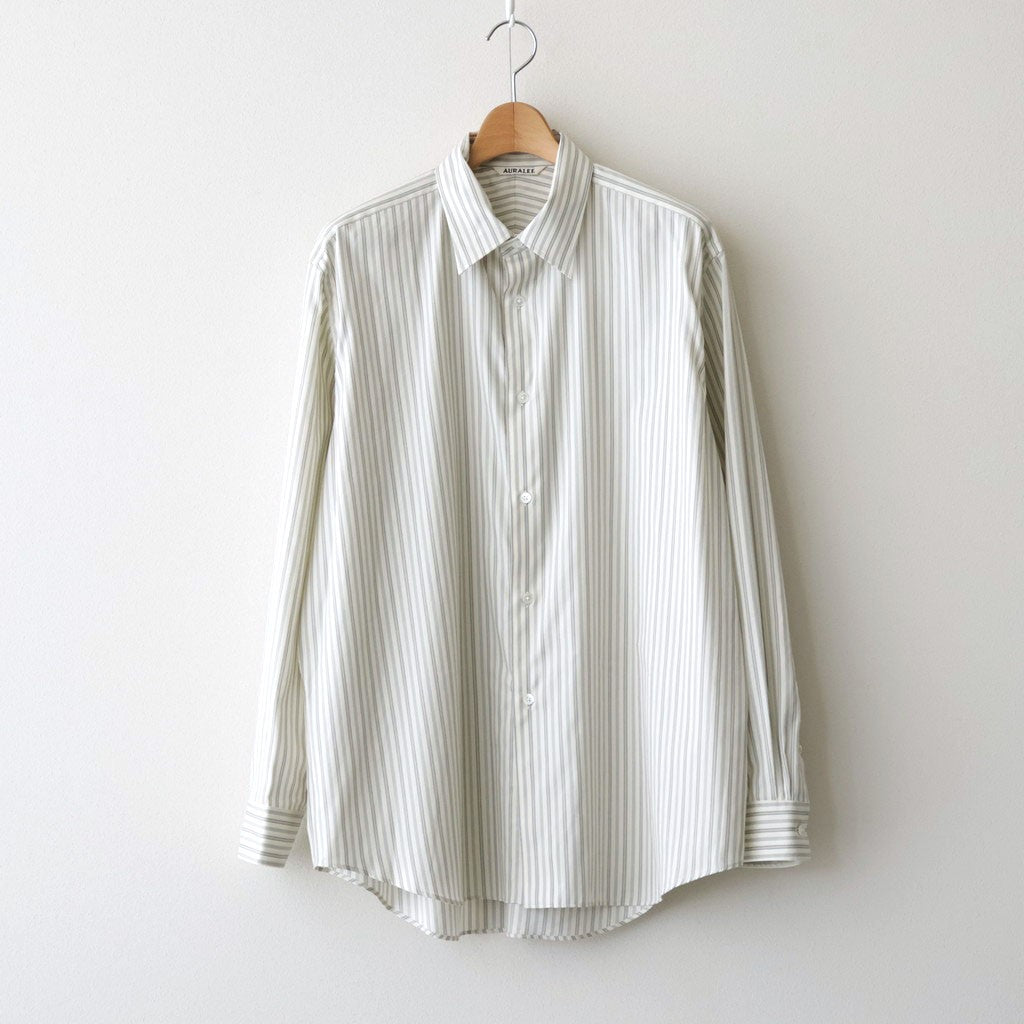 COTTON SILK STRIPE SHIRT #LIGHT GRAY STRIPE [A26AS01CS]