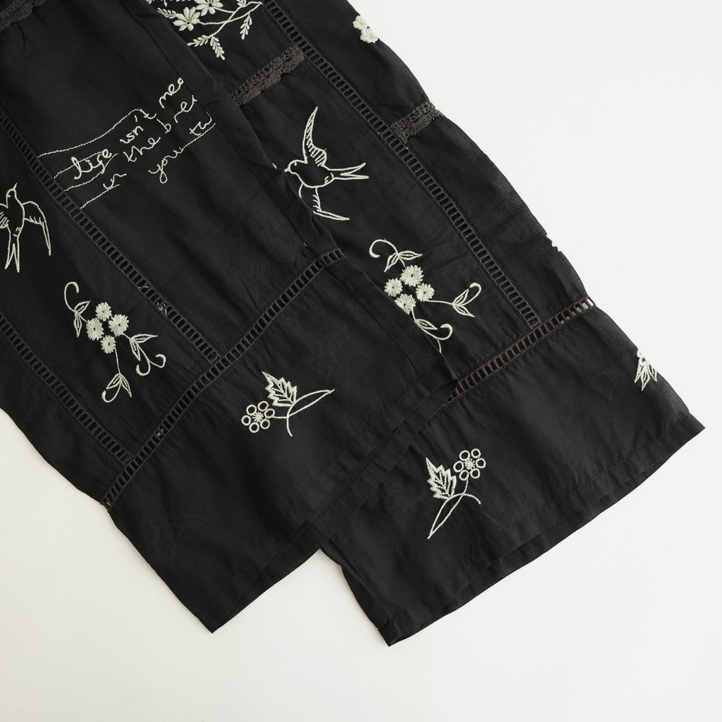 Embroidery Patchwork Trousers #BLK [12610719]