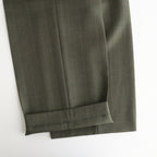 BLUEFACED WOOL TWO-TUCK SLACKS #OLIVE GRAY STRIPE [A26AP04BS]