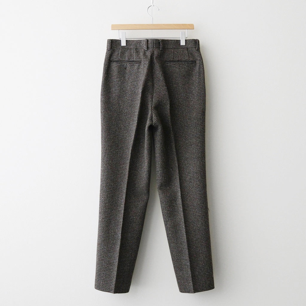 ALPACA WOOL SILK TWEED SLACKS #GRAY BROWN HAIRLINE [A25AP04LS]