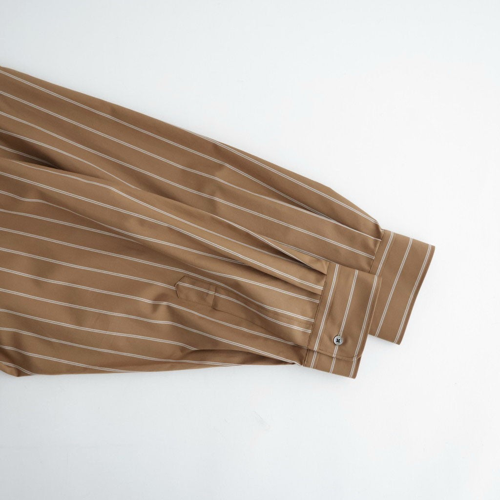 SIDOGRAS Brown Stripe L/S Oversized Regular Collar Shirt #BROWN [GM263-50345]