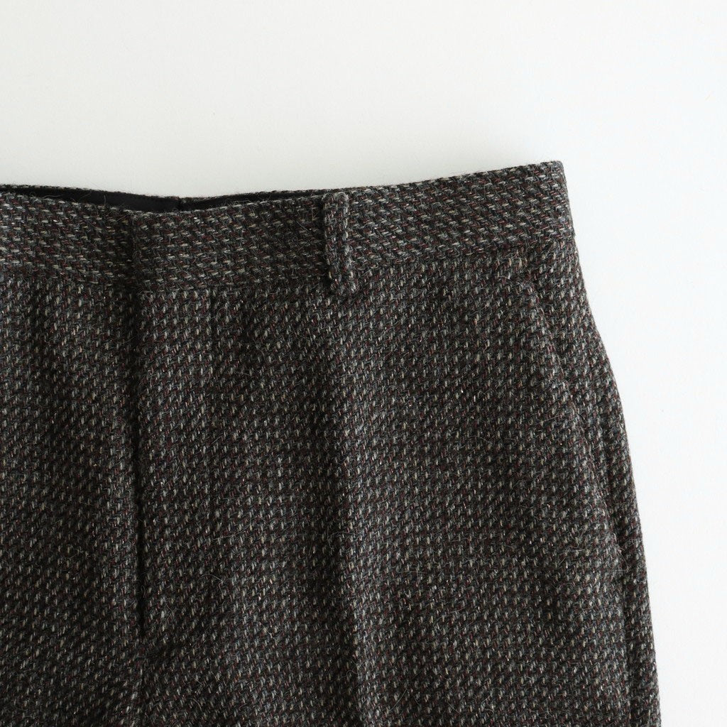 ALPACA WOOL SILK TWEED SLACKS #GRAY BROWN HAIRLINE [A25AP04LS]