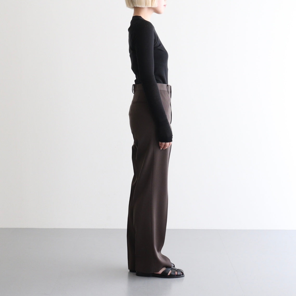 LIGHT WOOL MAX GABARDINE SLACKS #DARK BROWN [A26AP05MG]