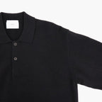 PURE CASHMERE KNIT POLO LS #BLACK [ST.1630]