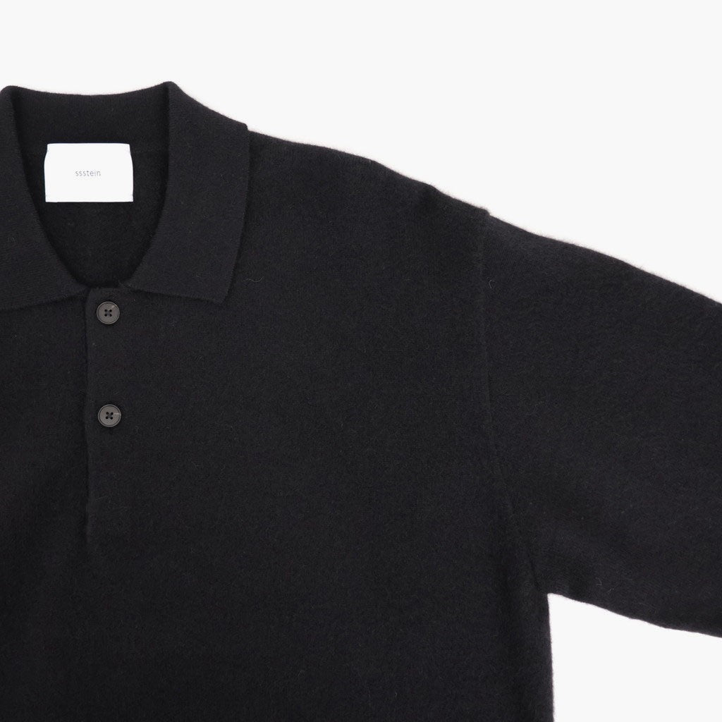 PURE CASHMERE KNIT POLO LS #BLACK [ST.1630]