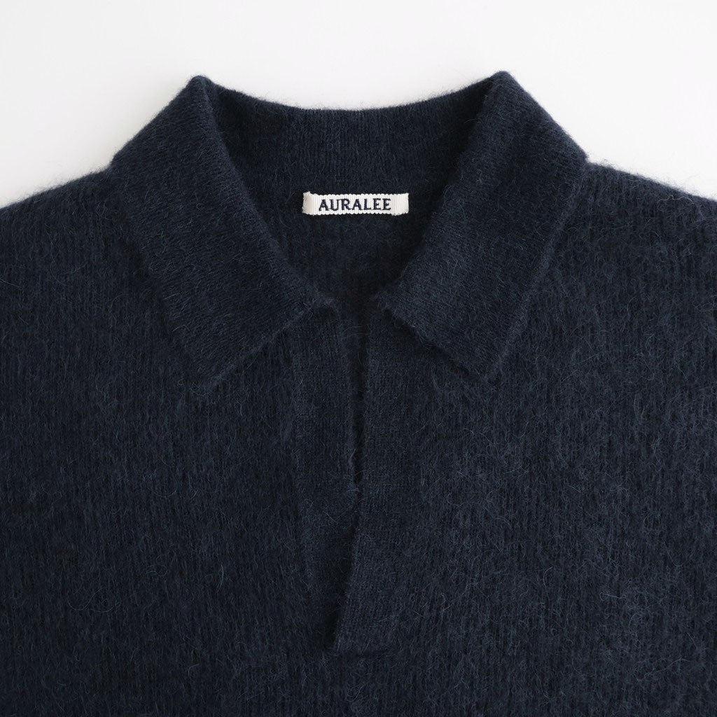 BABY SURI ALPACA SHEER KNIT SKIPPER POLO #NAVY [A26AP02AK