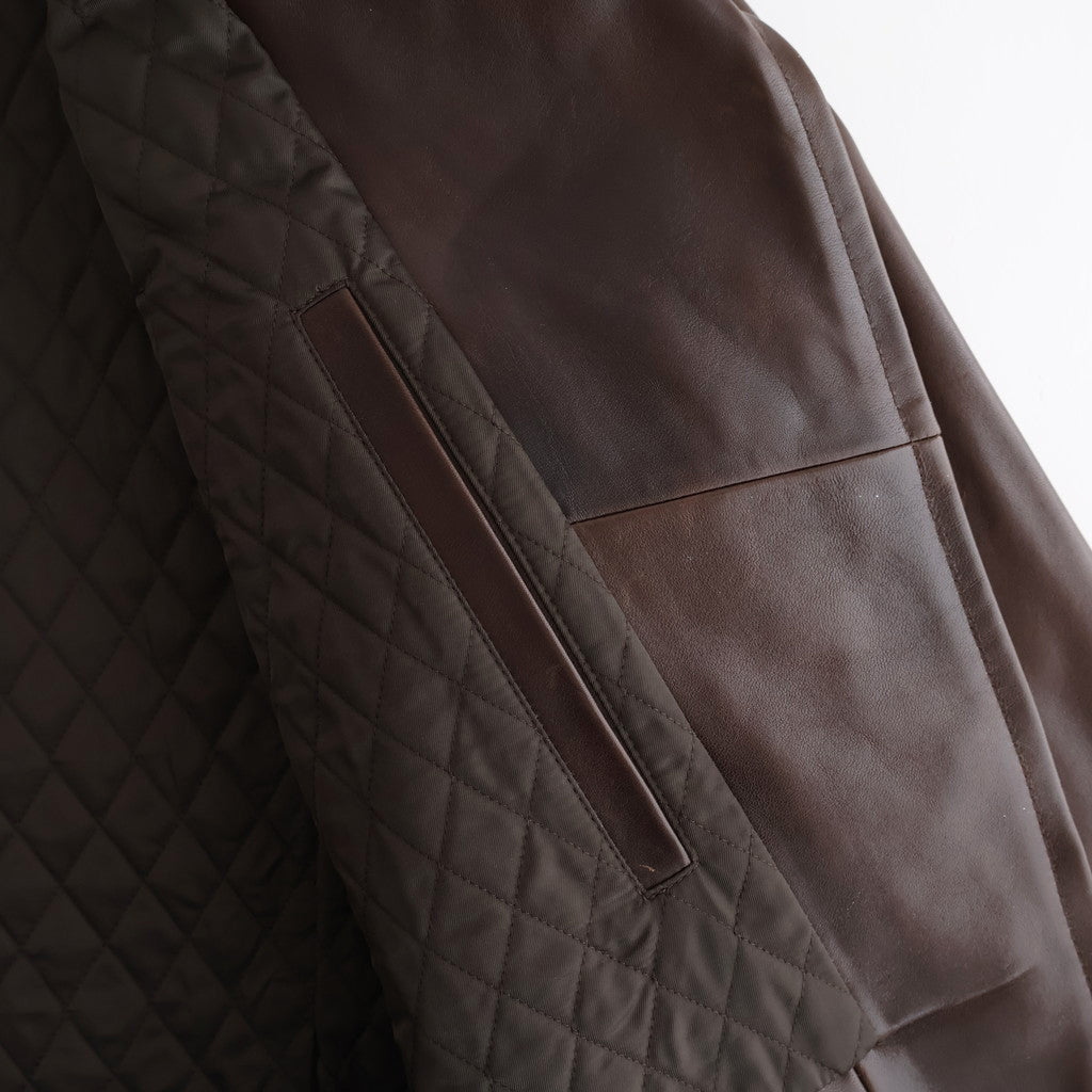 HEAVY LAMB LEATHER RIDERS JACKET #DARK BROWN [A25AB01LA]