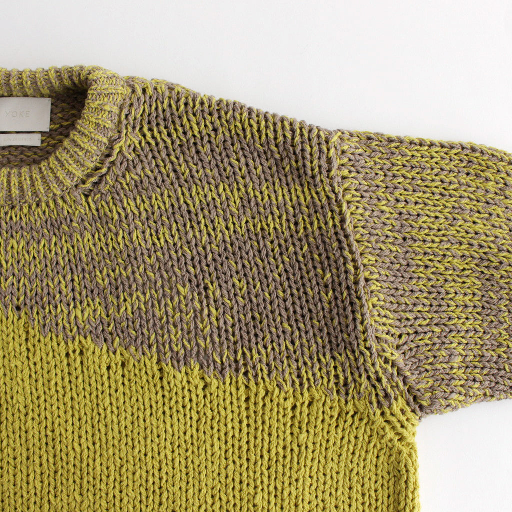 トップス YOKE INTARSIA CREWNECK SWEATER YELLOW トップス YOKE INTARSIA CREWNECK SWEATER YELLOW Yoke Intarsia