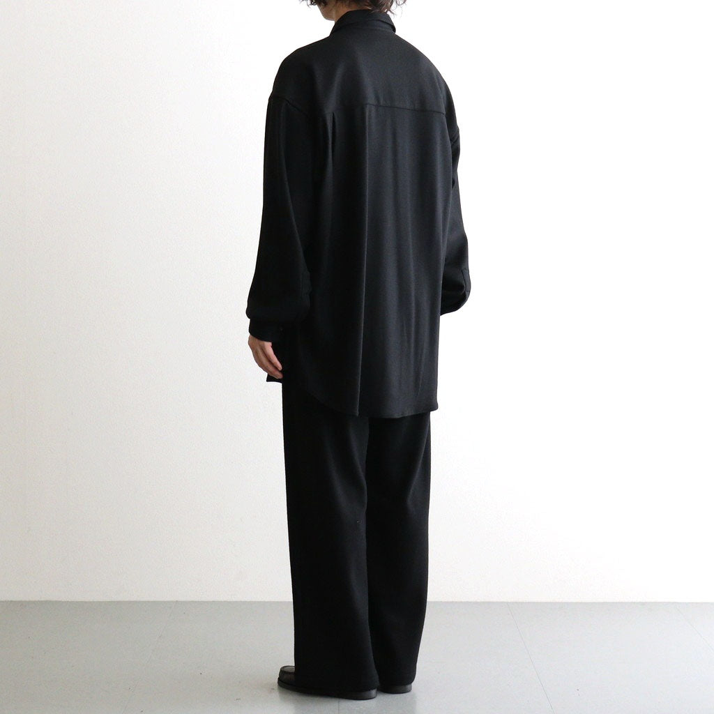 Wool Smooth Flannel Oversized Regular Collar Shirt #BLACK [GU263-50521B]