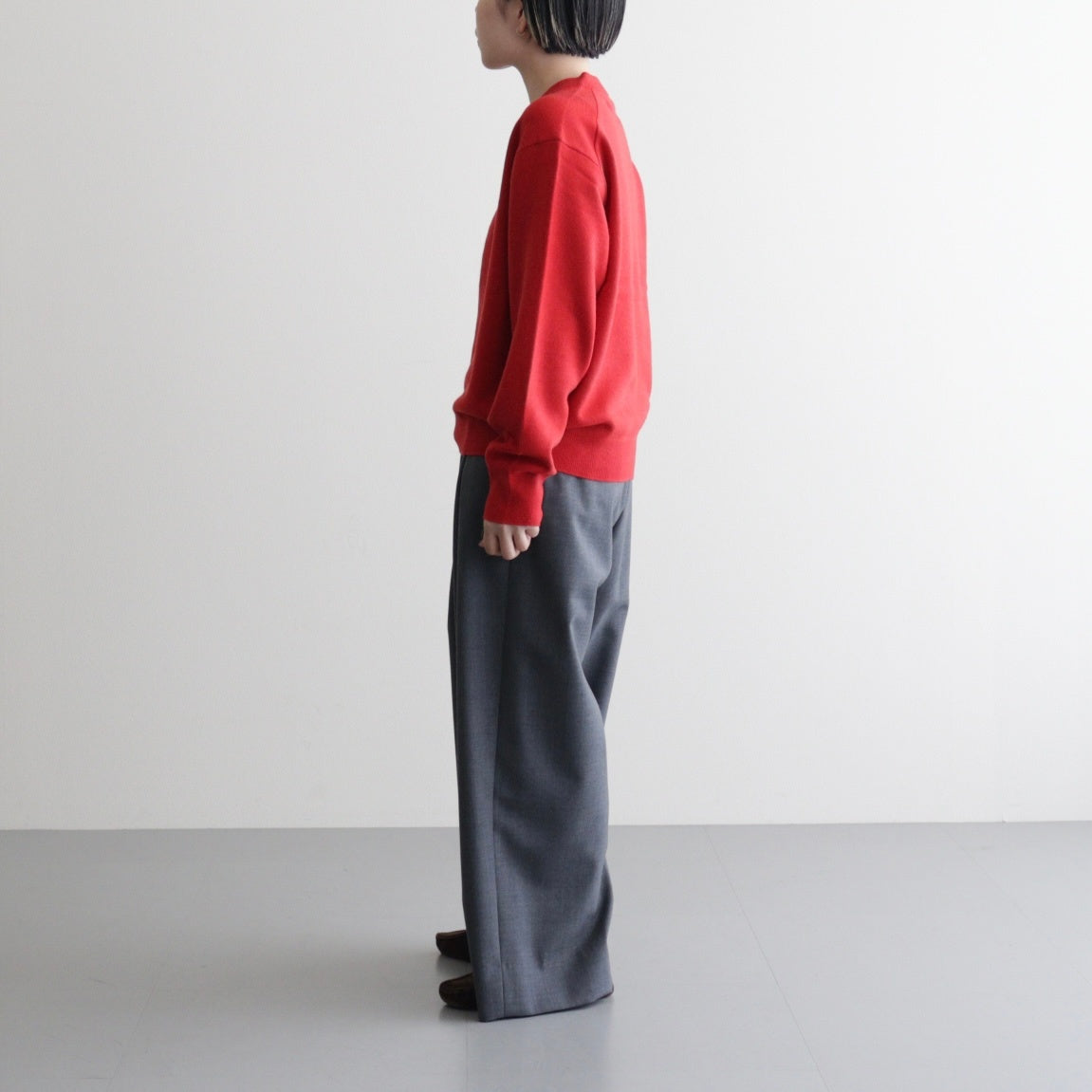 MERINO COLLEGE KNIT V-NECK SWEATER #RED(010) [KRAGGW0905]